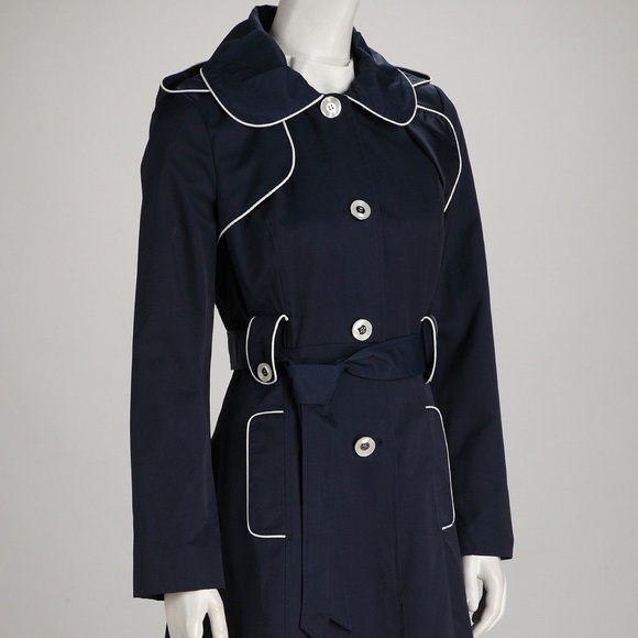 Jessica Simpson Jackets & Blazers - Jessica Simpson Navy and White Trench Coat